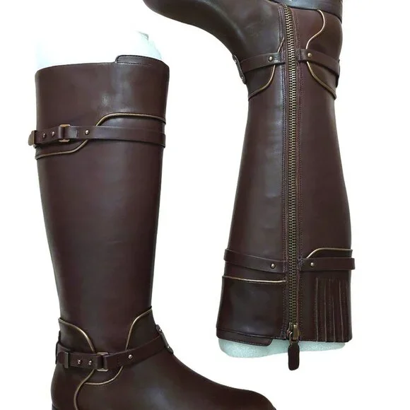 BCBGMAXAZARIA Brown Calf Leather Riding Boots Retail $398 Size 6 - Picture 5 of 12